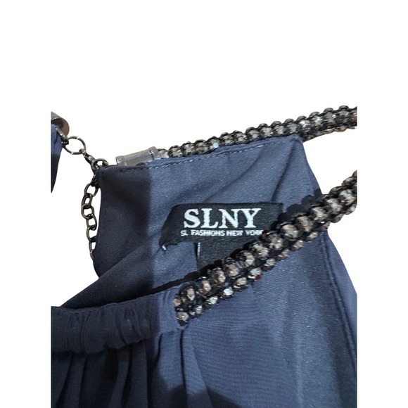 SL Fashions New York‎ Dress Halter Neck Sleeveless Party Cocktail Steel 10 - Picture 4 of 7